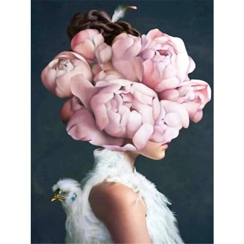 Girl Flower DIY 11CT Embroidery Cross Stitch Kits Craft Needlework Set Cotton Thread Printed Canvas Home Decoration New Sell