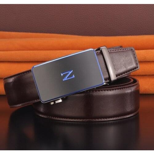 Blue Z letter belts Automatic buckle cowboy man belts men fashion designer Black High Quality leather casual ceinture homme