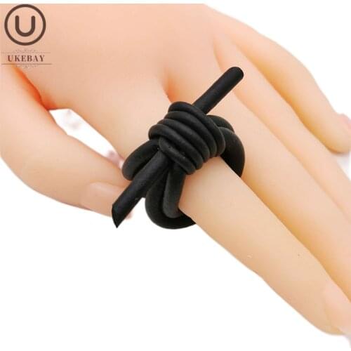 UKEBAY Handmade Rubber Rings Elasticity Rope Soft Ring Women Bohemia Styles Black Ring Vintage Jewelry Finger Accessories Rings