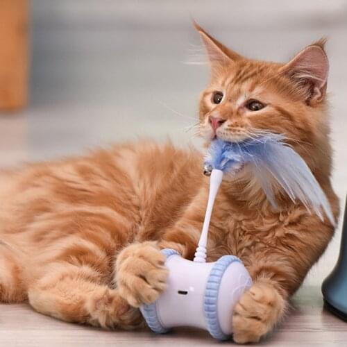 Smart Cat Toy Interactive Lrregular Rotating Mode for Cats Funny Pets Game Electronic Cat Toy Feather LED Light Toys Kitty Balls