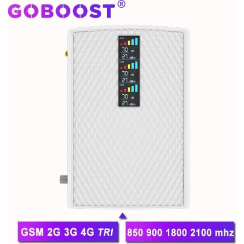 GOBOOST Gain 70dB 23dBm Cell Phone Signal Booster 2G 3G CDMA 850 GSM 900 Cellular Amplifier UMTS 2100 LTE DCS 1800MHz Repeater