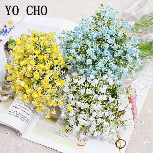 YO CHO Fake Wedding Flowers Bridal Bouquet Babysbreath Wedding Bouquet for Bridesmaid Artificial Flower Marriage Home Decoration