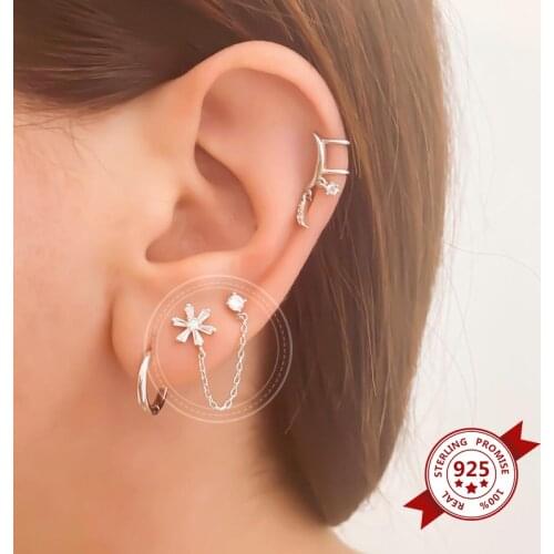 Flower Stud Earrings For Women 925 Sterling Silver Ear Needle Double Pierced Earrings Romantic Valentines Day/Birthday Gift