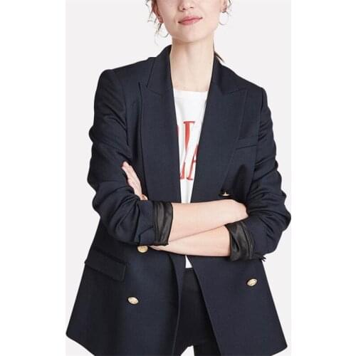 Navy Double Breaste 2 PCS Women Suit Business Pantsuits Office Formal Ladies Work Wear Blazer Outfit Pantsuit Custom Made