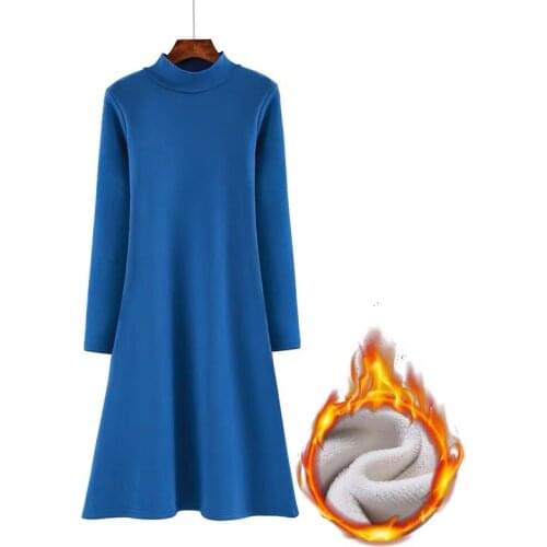 Women Elegant Slim Long Sleeved turtleneck Velvet Party Dress plus size Winter Thickened plush knitted dresses M-7XL Vestidos