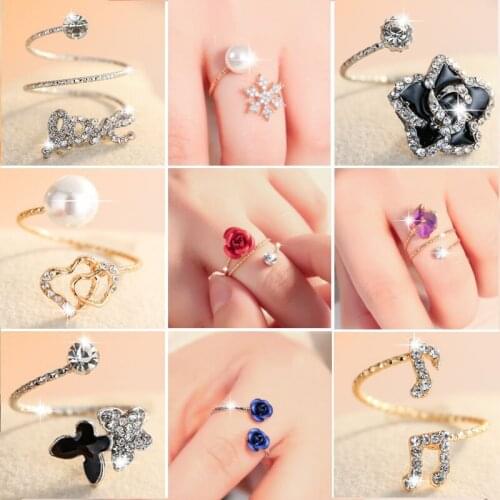 2021 Crystal Ring Vintage Rings Luxury Korean Style Gift for Women The Flash Aesthetic Accessories Fashion Egirl Lot Aristocats