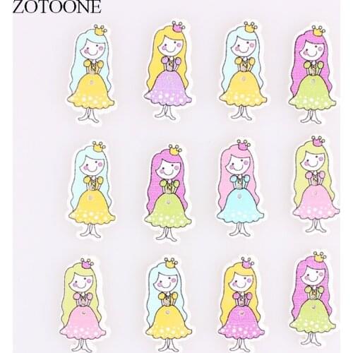 ZOTOONE Handmade Cute Girl Wooden Buttons Noel Accessories Scrapbooking for Clothing DIY Craft Decoration Sewing Button E