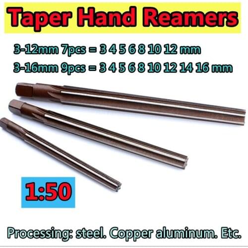 1:50 Taper Hand Reamers 7pcs/set 9pcs/set Processing: steel. Copper aluminum etc. 3 4 5 6 8 10 12 14 16mm Free shipping