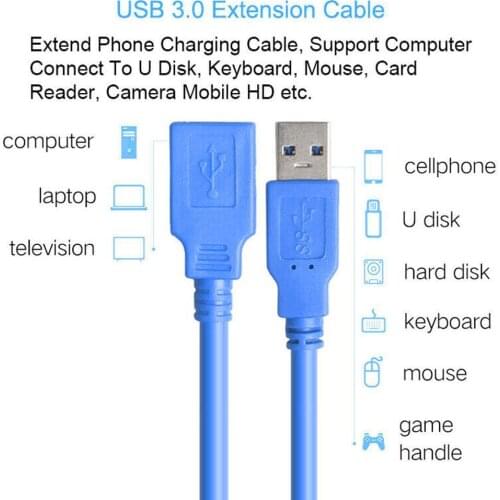 1Pcs USB 3.0 Computer Extension Cable High Speed And Cord Fast For Laptop PC Male To Camera Female Charging Cable Reliable H8R7