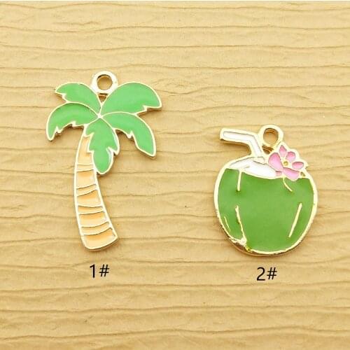 10pcs coconut tree charm enamel charm for jewelry making fashion charm earring pendant metal charm