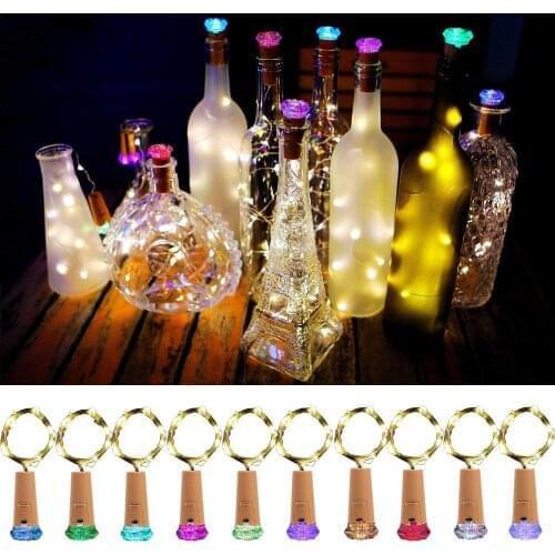 Free Shipping Wine Bottle Lights with Cork Fairy Battery Operated Mini Lights Diamond Shaped 15LED DIY String Lights 10 Pack