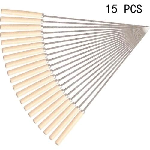15pcs Meat Roast Skewers Stick Stainless Steel BBQ Needle Barbeque Skewers Kitchen Utensils Outdoor Camping Picnic
