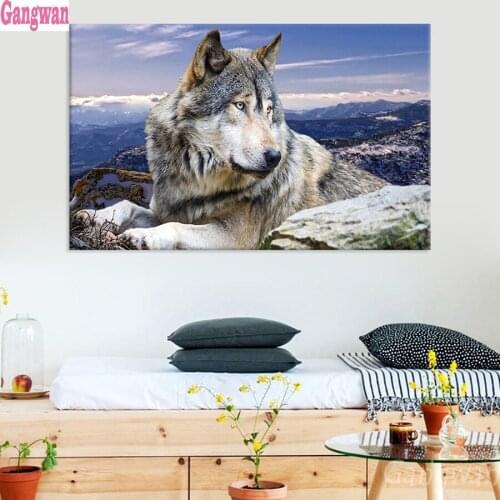 Diamond mosaic wolf landscape painting Diamond Embroidery daimond painting full square round drill cross stitch Home Decoration
