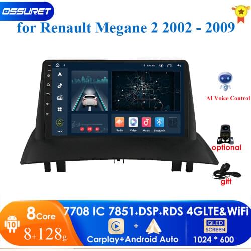 4+64/2+64/2+32/1+16 Android 10 autoaudio Multimedia Player For Renault Megane 2 2002-2009 GPS Navigation wifi radio frame stereo