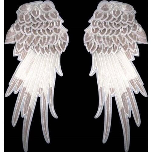 White embroidery wing patches for clothes big diy Angel wings patch Sew on appliques for jeans embroidery Crafts