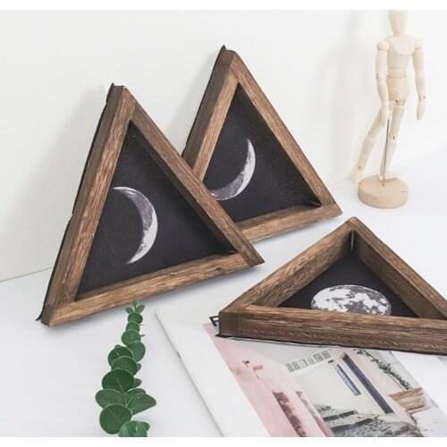 Rustic Style Moon Phases Wooden Signs Trio Framed Home Wall Hanging Decoration