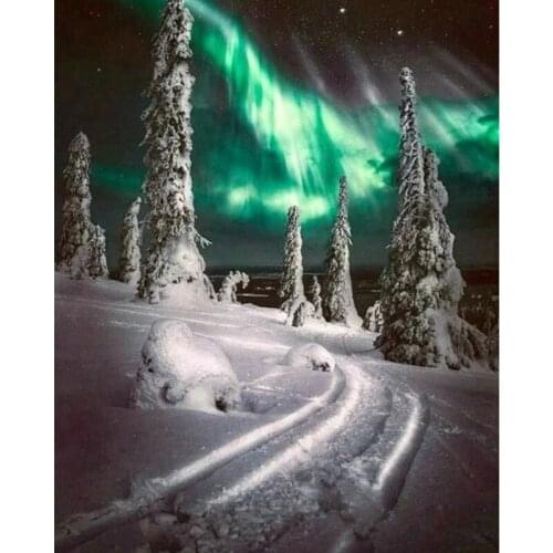 DIY Diamond Painting Cross Stitch Kit Snow Scene 5D Diamond Painting Landscape Mosaic Rhinestone Embroidery