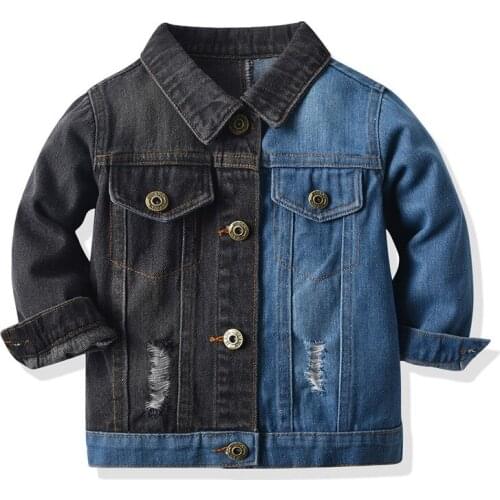 Todder denim jacket creative black blue jacket denim for 1-10years child little boys girls warm jeans jacket clothes outerwear