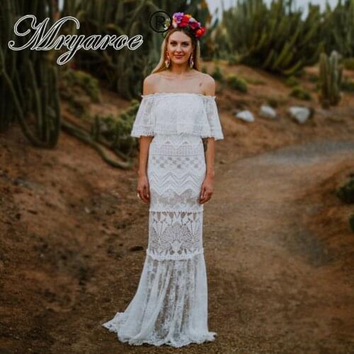 Mryarce Off The Shoulder Exclusive Lace Boho Hippie Wedding Dress Chic Bridal Mermaid Gowns vestido de noiva