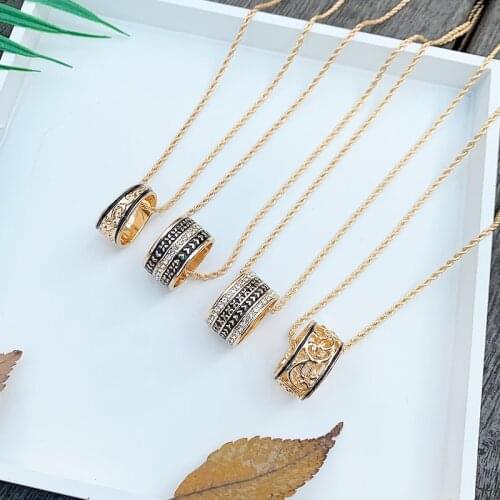SAY HELLO Hawaiian Gold Plated Ring Necklaces Jewelry Wholesale Polynesian Samoa Pendant Necklaces for Women Collares GJZ368