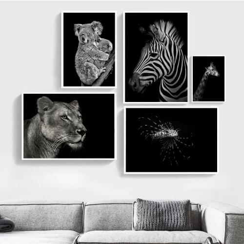 Canvas Painting Animal Wall Art Lion Elephant Deer Zebra Posters and Prints Wall Pictures for Living Room Decoration Home Decor