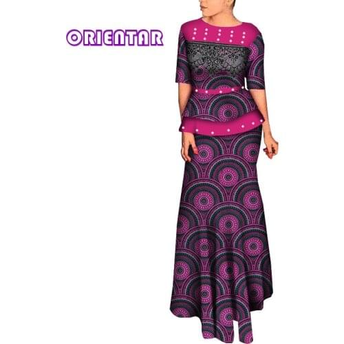 2 Pieces Set Women African Skirt and Top Set Traditional African Clothing Private Custom Plus Size Women Suits Outfits WY7078
