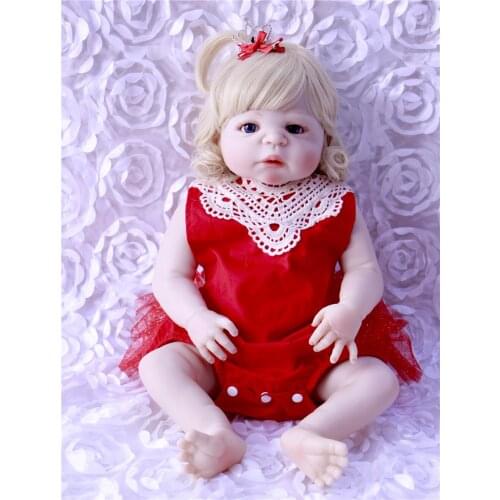 NPK Reborn dolls Real Silicone reborn baby girl dolls curly blonde hair wig 23"57cm oyuncak bebek bonecas reborn