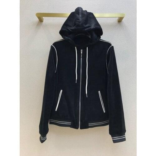 New Style Contrast 10.29 Color Letter Embroidery Hooded Jacket Coat Or Velvet Wide Leg Pants Casual Sports Set Women