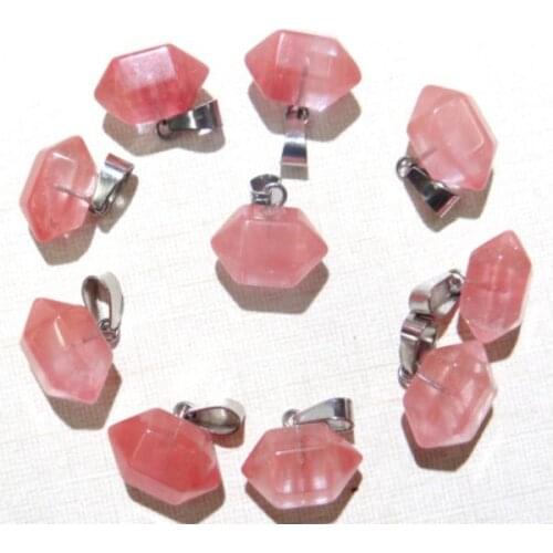 Natural Stone Quartz Crystal Pendant amethyst Aventurine Beads Pendant For DIY Jewelry Making Necklace Accessories 24pcs