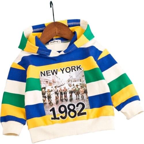 2021 new fashion baby boy girl striped pullover cotton simple childrens hoodie letters children clothes long-sleeved pullover