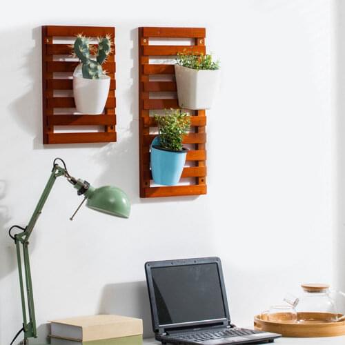 Portable Wall Mount Wood Flower Pot Plant Stand Indoor Practical Plant Display Rack Holder Shelf for Livingroom Office Bedroom