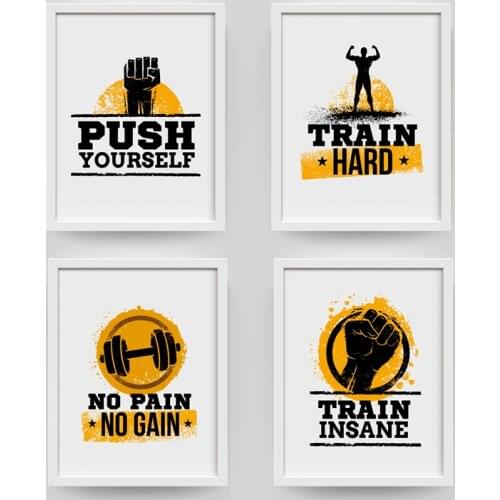 Workout Gym Motivational Quote Poster Canvas Art Print , Inspirational Fitness Quote Canvas Painting Poster Gym Decor