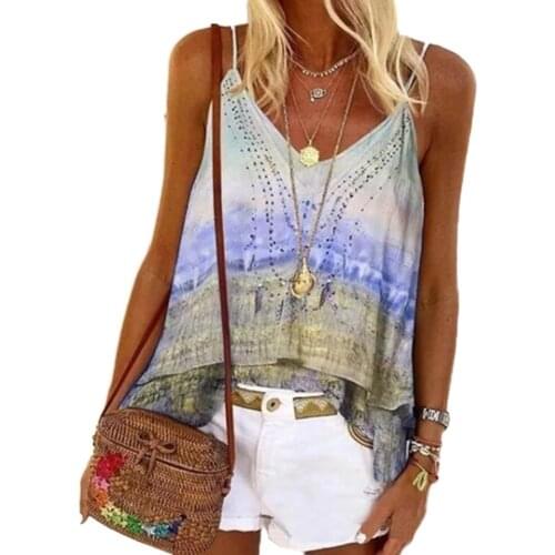 Casual Women Tank Tops Summer Sleeveless Knitted V Neck Stitched Hem Gradient Color Blouse Top Plus Size Camisole