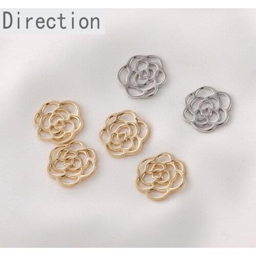 18k gold-clad copper gold-plated rose hollow piece diy bracelet necklace earpiece material accessories