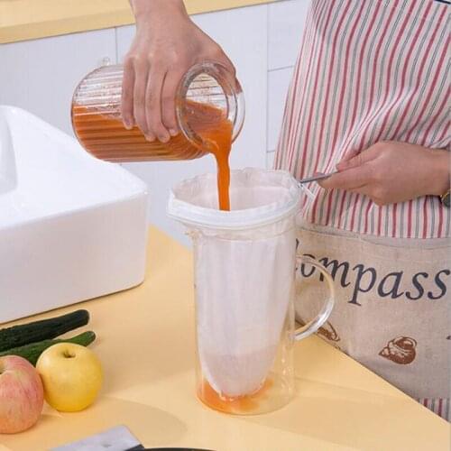 Practical Mesh Milk Strainer Bag Cloth Filter Bag & Steel Ring Kitchen Nut Almond Kitchen Accessories
