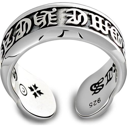 Real S925 Sterling Silver Mens And Womens Universal Six Character Mantra Fashion Ring Exquisite Commemorative Party Jewelry