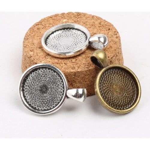 Reidgaller 10pcs fit 20mm cabochon settings antique silver+antique bronze cameo base diy blank bezels pendant trays