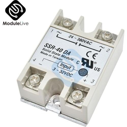 24V-380V 40A 250V SSR-40DA Solid State Relay Module 3-32V DC To AC SSR 40DA