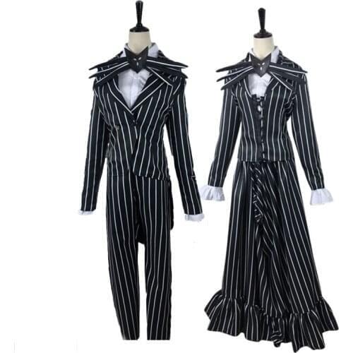 Christmas Party Role Play Clothing Unisex Adult Fancy Uniforms Jack Skellington Cosplay Costume Halloween Carnival Outfits