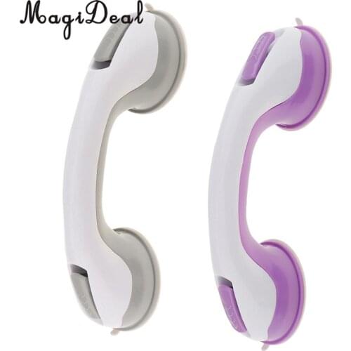 2 Pieces Suction Helping Handle Safety Cup Grab Bar Bath Tub Handrail For Bathroom Shower Purple+ Gray