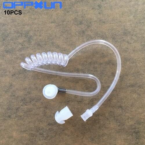 10pcs White Detachable air tube clear transparent coil tube replacement acoustic two way radio earphone earpiece walkie talkie