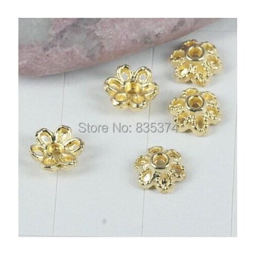 1000pcs gold tone 6mm flower spacer bead caps findings