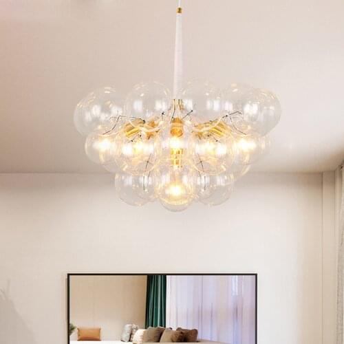 Modern Personality Pendant Light Black E27 Art Glass Ball Bubble Home Decorate Living Dining Room Bedroom Hanging Lamp Fixture