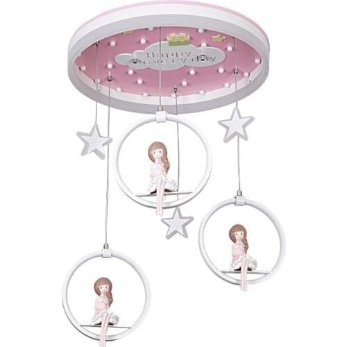 Modern Simple Led Child Pendant Lights Creative Lovely Pink Princess Lighting Fixtures Kids Room Girls Bedroom Cartoon Lamp