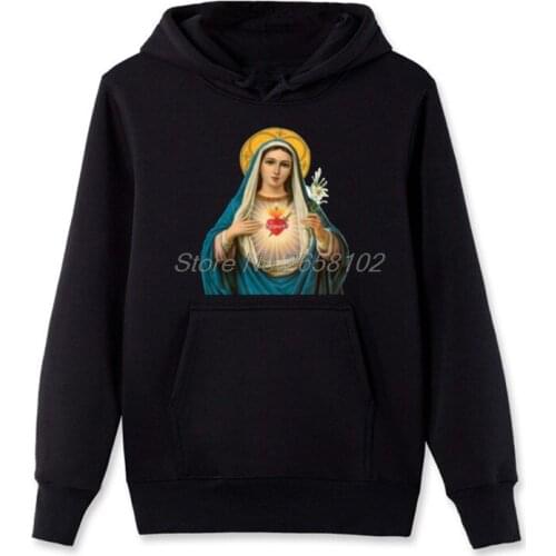Passion Virgin Mary Easter Sweatshirts Men Cotton Fleece Hoodies Casual Male Hooded Hip Hop Coat Tops Harajuku Streetwear
