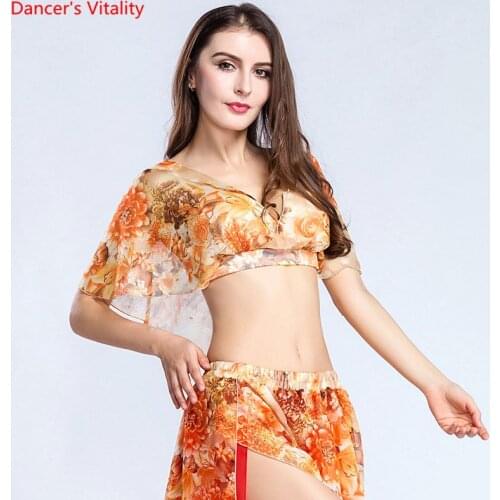 Light purple/Orange For Women Belly Dance Chiffon Top Tribal Sexy Costume V-neck Neck Shawl Top 2802