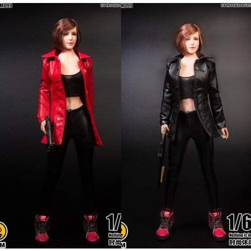 In stock TYM099 1/6 Female Soldier Clothes Womens mid-length leather jacket suitable for big breasts and plastic body