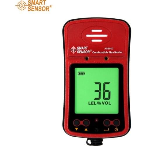 AS8902 High Sensivity Natural Gas leakage Detector Large LCD Backlightt Alarm Digital Combustible Gas Leak Tester Meter Monitor
