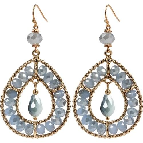 Sehuoran High Quality Zinc Alloy big water drop earrings for woman New trendy crystal pendientes mujer moda long earrings brinco