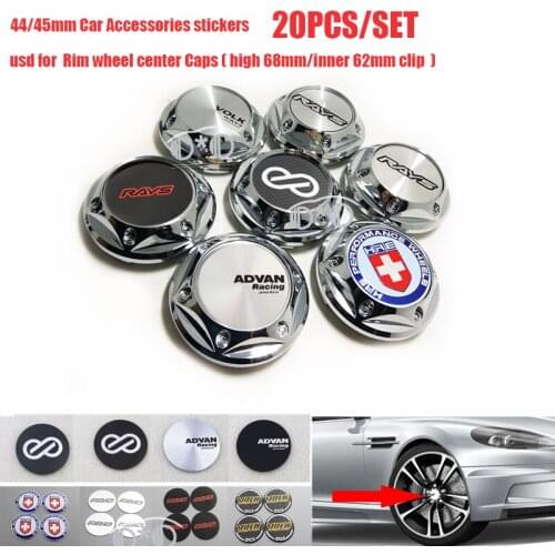 68mm 20pcs/lot Wheel Cover Hub Cap Blank Stickers Centre Badge for Volk Hre Enkei Advan Racing Volk Rays Racing Emblem Decals